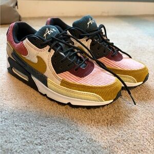 Nike Air Corduroy Sneakers in Pink, Mustard, and Burgundy